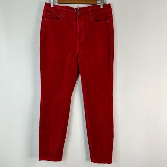 Soft Surroundings Red Velvet High Rise Skinny Jeans Womens 10P Retro Twee - Picture 1 of 12